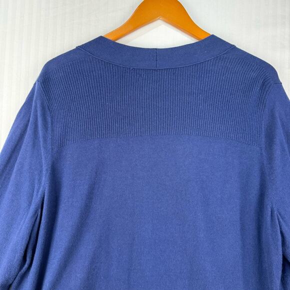 Sejour Royal Blue Open Cardigan Knit Sweater Size 2X Classic Preppy Luxurious - Picture 6 of 11